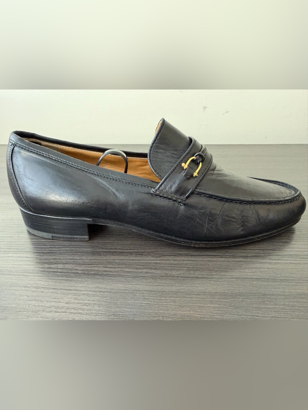 Authentic Gucci Mens Blck Leather Horsebit Loafers Made in Italy Classic Size 43 - Picture 3 of 15